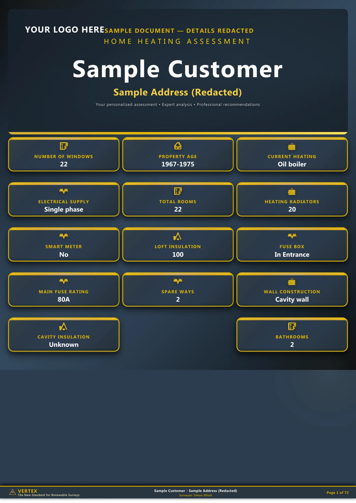 Preview of the anonymised sample survey pack (page 1)